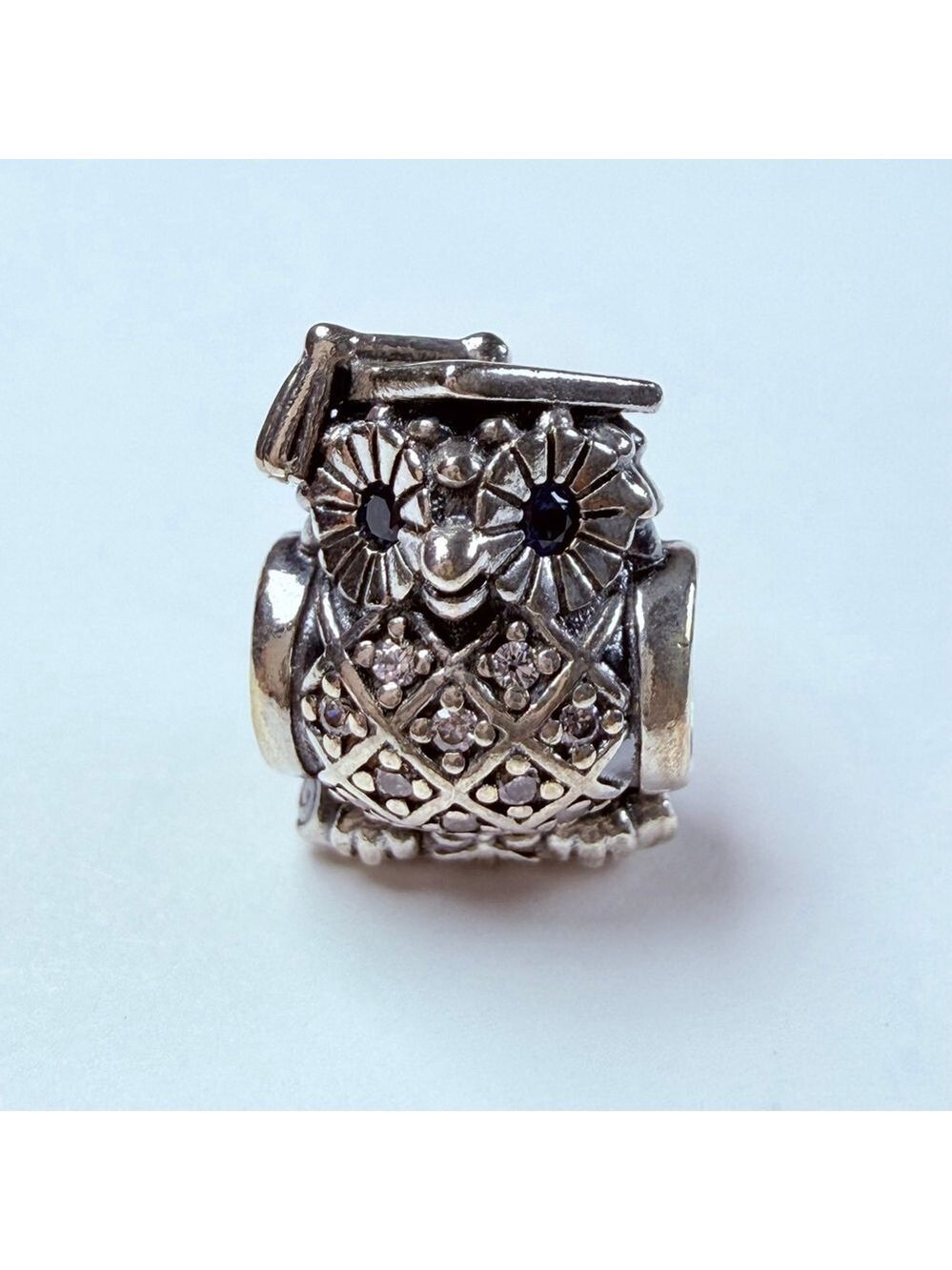 Pandora Charming Graduation Owl Gemstone CZ Sterling Silver 925 Charm ALE